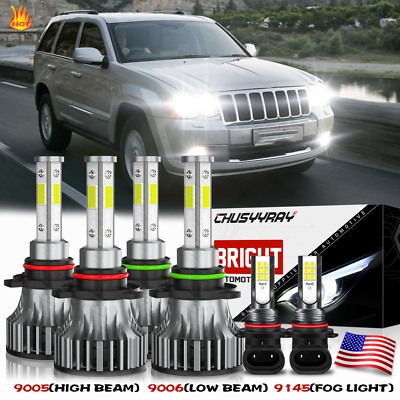 #ad For Jeep Grand Cherokee 1999 2004 6x LED Headlight Bulbs Hi Low Beam Fog Lights $32.99