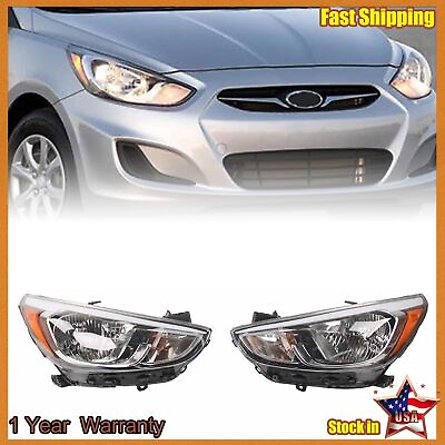 #ad Headlight Assembly Right Left Side Set For 15 17 Hyundai Accent 2PCS $110.89