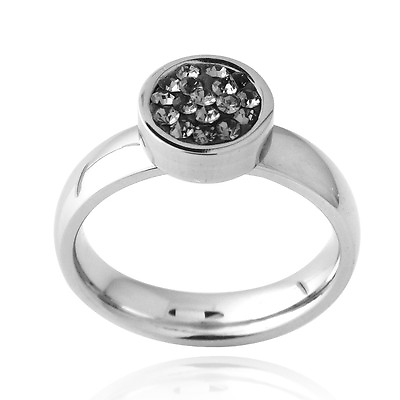 #ad Stainless Steel Gray Crystal Circle Ring S7 $9.99
