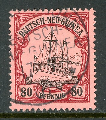 #ad Germany 1901 New Guinea 80pf Lake Black Yacht Unwmk Scott # 15 VFU X297 $25.50