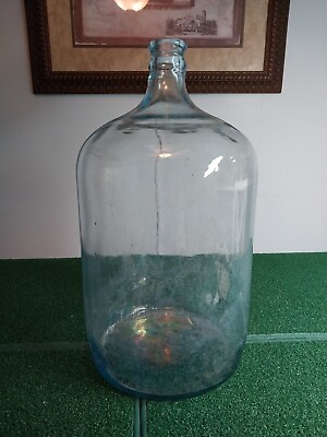 #ad 5 GALLON CLEAR BLUE 73 OWEN ILLINOIS CARBOY GLASS WATER BOTTLE $89.75