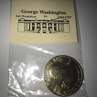 #ad George Washington 1st President 1789 1797 Coin token collection Gold 28mm A2 $3.95