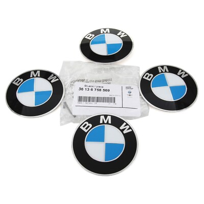 #ad New BMW Wheel Center Cap Emblem Stickers Roundel Logo SET x4 D=70mm 36136758569 $45.75