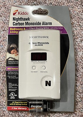Kidde Nighthawk Carbon Monoxide Detector AC Plug In w Battery Backup READ $20.00