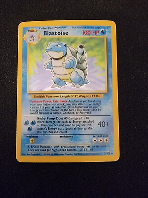 #ad Blastoise Base Set 2 102 Holo Unlimited Pokémon TCG Rare MP $75.00