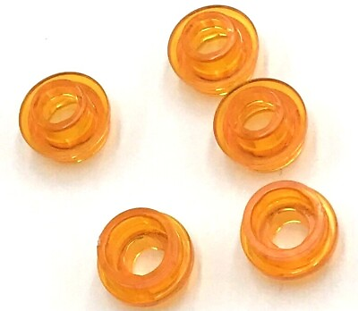 #ad Lego 5 New Trans Light Orange Plates Round 1 x 1 Stud with Open Stud Pieces Part $1.99