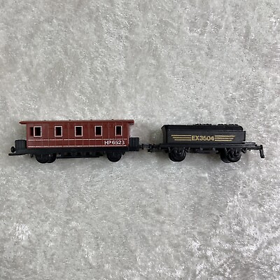 #ad 2 Vintage 1989 Soma Train Red Passenger Car HP 6523 amp; Black Coal Car EX 3504 $10.79