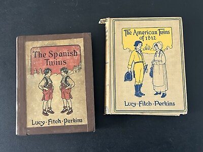 #ad Antique 1920s The Twins Books American Spanish Canvas HC Fair Set Of 2 $22.00