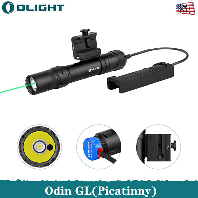 #ad Olight Odin GL Picatinny Rechargeable Tactical Flashlight IPX4 Green Laser Black $209.95