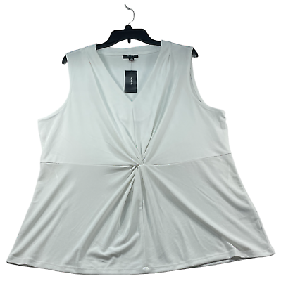 #ad Alfani Blouse Womens Plus size 2X White Twisted Tank Top Sleeveless Stretch New $17.95