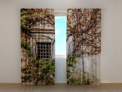 #ad 3D Curtain Printed Green Wall of Beauty Old Palace by Wellmira Made to Measure $130.00