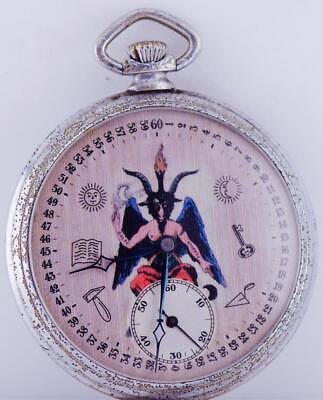 #ad Antique Ancora Occult Pocket Watch Masonic Templar Baphomet Enamel Dial c1900 $623.38