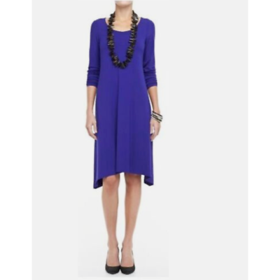 #ad NWT Eileen Fisher Scoop Neck Jersey Dress 3XL Cobalt Blue Violet Plus Lagenlook $70.00