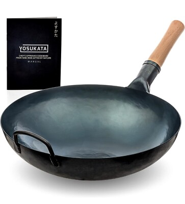#ad YOSUKATA Carbon Steel Wok Pan 14 “ Woks and Stir Fry Pans Chinese Wok $58.99