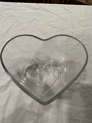 #ad Heart Shaped Clear Glass 7 In High 6 In Wide. Preowned $23.95
