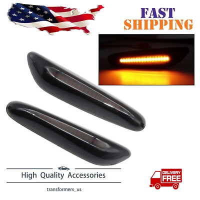 #ad 2x Smoked LED Fender Side Marker Light Sequential Turn Signal fits BMW 328i 335i $14.09