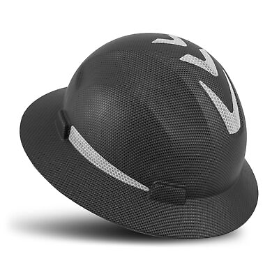 #ad LOHASTOUR Carbon Fiber Full Brim Hard Hat4 Point Ratchet Suspension 01Black $66.92