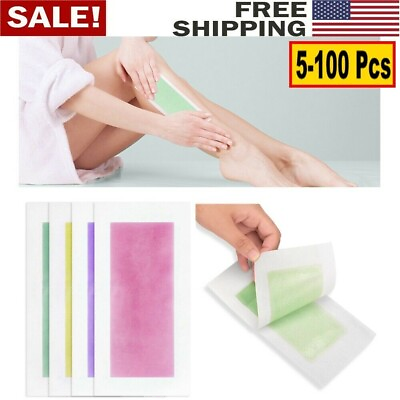 #ad 5 100 Hair Removal Paper Double Sided Cold Wax Strips Body Depilatory Patch Skin $7.48
