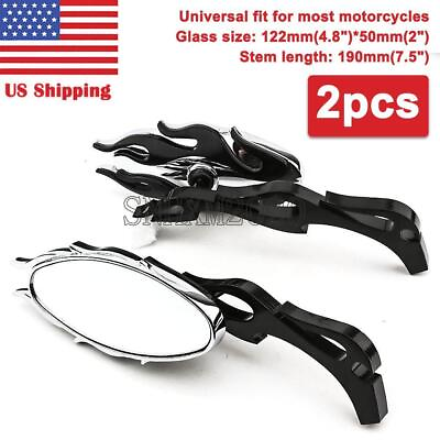 #ad Motorcycle Black Flame Rearview Mirror for Kawasaki Vulcan 1500 VN1500E Classic $37.53