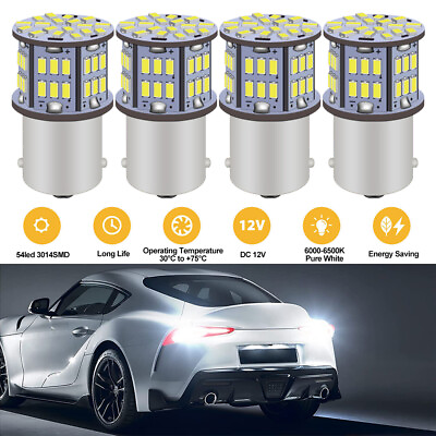 #ad 2 4x LED Car Bulb 1156 BA15S 3014 54SMD Light Brake Turn Tail Revese Lamps White $5.51