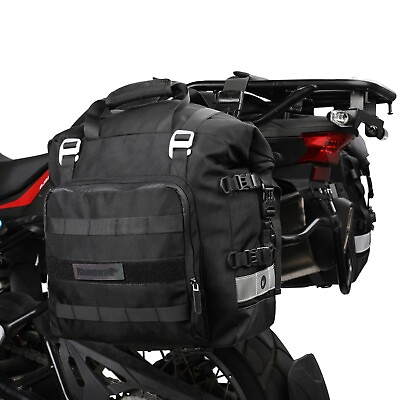 #ad Rhinowalk Motorcycle Side Pannier Bag Waterproof Quick Release Saddle Bag Black $73.90