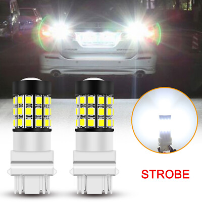 #ad GLOFE 3157 7443 7440 LED White Strobe Flash Bright Reverse Backup Light Bulbs $16.99