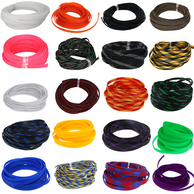 #ad 24 Colors Braided Electrics Cable Wire Sleeve PET Expandable Wire Sheath Harne $5.65