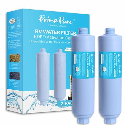 #ad 2 Pack PrimaPure RV Inline Water Filter KDF Activated Carbon for Camco 40043 $27.99
