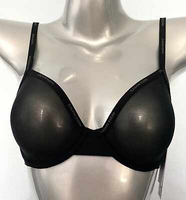 #ad Calvin Klein Nwt Marquisette Sheer Unlined Black Underwire Bra QF1680 001 $24.99