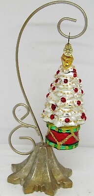 #ad Chrisopher Radko Rhythm amp; Spruce White Glass Christmas Tree with Silvestri Stand $70.00