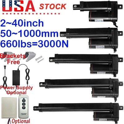 #ad DC 12V 2quot; 40IN Linear Actuator Heavy Duty Waterproof 3000N 660lbs 0.2quot; s IP65 $35.99