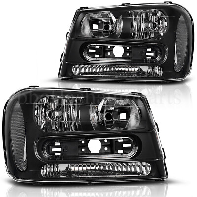 #ad Pair Headlights For 2002 2009 TrailBlazer Clear Lens Black Housing Headlamps $69.89