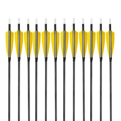 6 12 24X Archery Shooting Carbon Arrow Turkey Feather 500Spine Target BowHunting $150.99