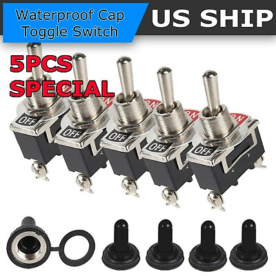 #ad 5X Toggle SWITCH ON OFF Heavy Duty 15A 250V SPST 2 Terminal Car Boat Waterproof $7.95