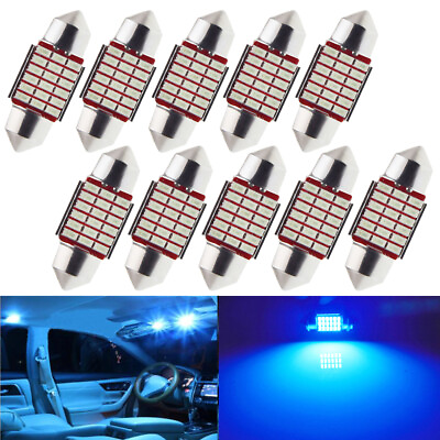 #ad 10pcs Ice Blue 31mm C5W Canbus LED Bulbs Car Interior Dome Map Door Lights 12V AU $18.99