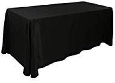 #ad Waysle Large Black Rectangle 90 x 156 Inch Tablecloth 8ft Washable Polyester $34.25