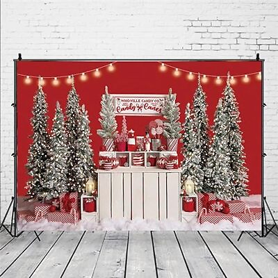 #ad Christmas Photography Backdrop Candy Shop Winter Red Background Banner Childr... $23.72