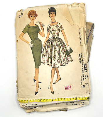 #ad McCalls 5357 Slim or Full Gored Skirt Dress Raglan Sleeves Scoop Neck Bust 34 $14.99