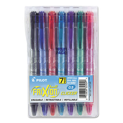 #ad Pilot FriXion Clicker Erasable Gel Ink Retractable Pen Assorted Ink .5mm 7 Pack $21.27