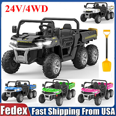 #ad 2 Seater 24V 4WD Ride on Dump Truck Car for Kids Electric UTV Toys w Dump Bed M $88.88