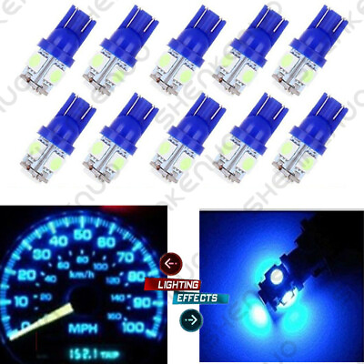 #ad 10PC Ice Blue T10 5SMD 5050 Car LED Wedge Light Plate License Bulbs 194 168 2825 $3.56