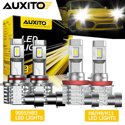 #ad AUXITO LED Headlight Bulbs Conversion Kit 9005 H11 High Low Beam Bright White M4 $37.99