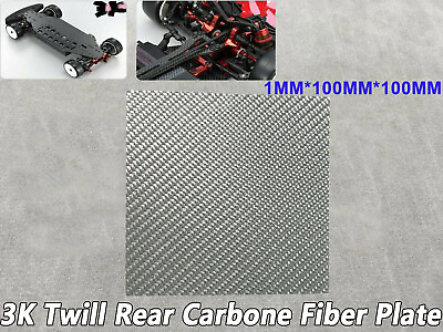 #ad #ad Twill Real Carbon Fiber Gloss Silver Sheet Panel Plate Plain 1mm x 100mm x 100mm $12.50