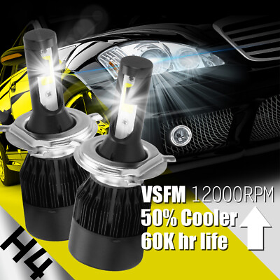 #ad 2 PCS COB H4 C6 55W LED Car Headlight Kit Low Beam Turbo White Light Bulbs 6000K $19.25