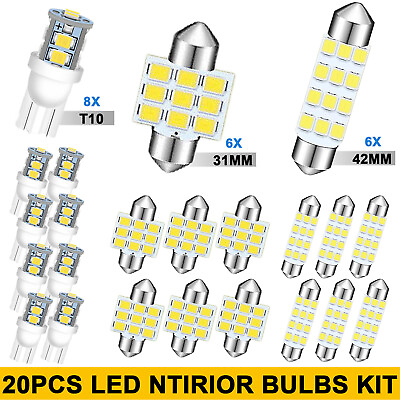 #ad 20Pcs 6500K LED Interior Bulbs Kit Car Trunk Dome License Plate Lights More car $5.98