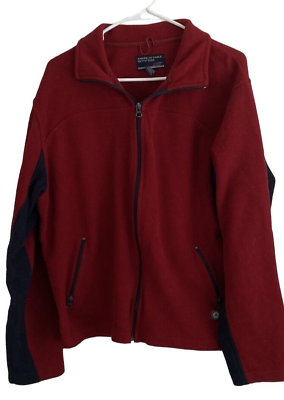 #ad American Eagle Outfitters Mens Fleece Jacket XL Red Blue Polyester Full Zip $15.00