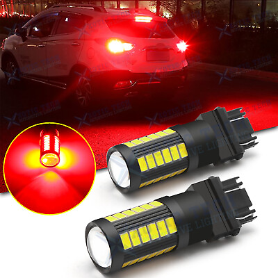 #ad 2pc 100W LED Brake Stop Tail Light Bulbs Lamps 3157 3057 3357 4057 4157 Pure Red $13.16