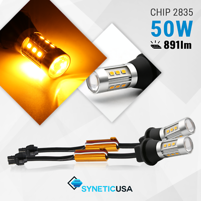 #ad Syneticusa 7443 LED Amber Rear Turn Signal Blinker Light Bulb Error Free 1 Pair $23.50