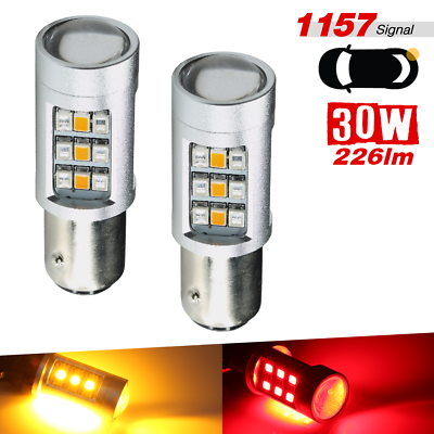 #ad 1157 Red Yellow Amber Dual Color Switchback 33 LED Front Turn Signal Light Bulbs $14.49