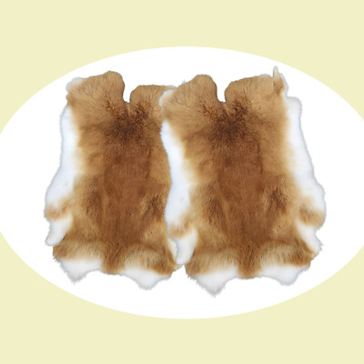 #ad 2X Real Rabbit Fur Skin Tanned Pelts Hide For Decor DIY Craft Natural Cow Yellow $18.04